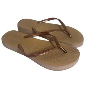 Havaianas Women's Slim Flatform Rose Gold Flip Flops Size 9-10 Pink Summer